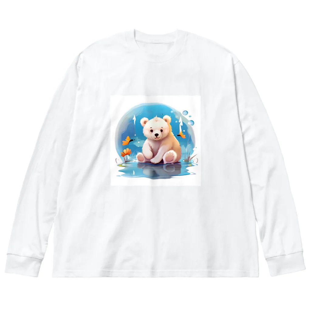 りんりんの可愛いシロクマちゃんショップ　かわいいよ！の池にいる白くま ビッグシルエットロングスリーブTシャツ