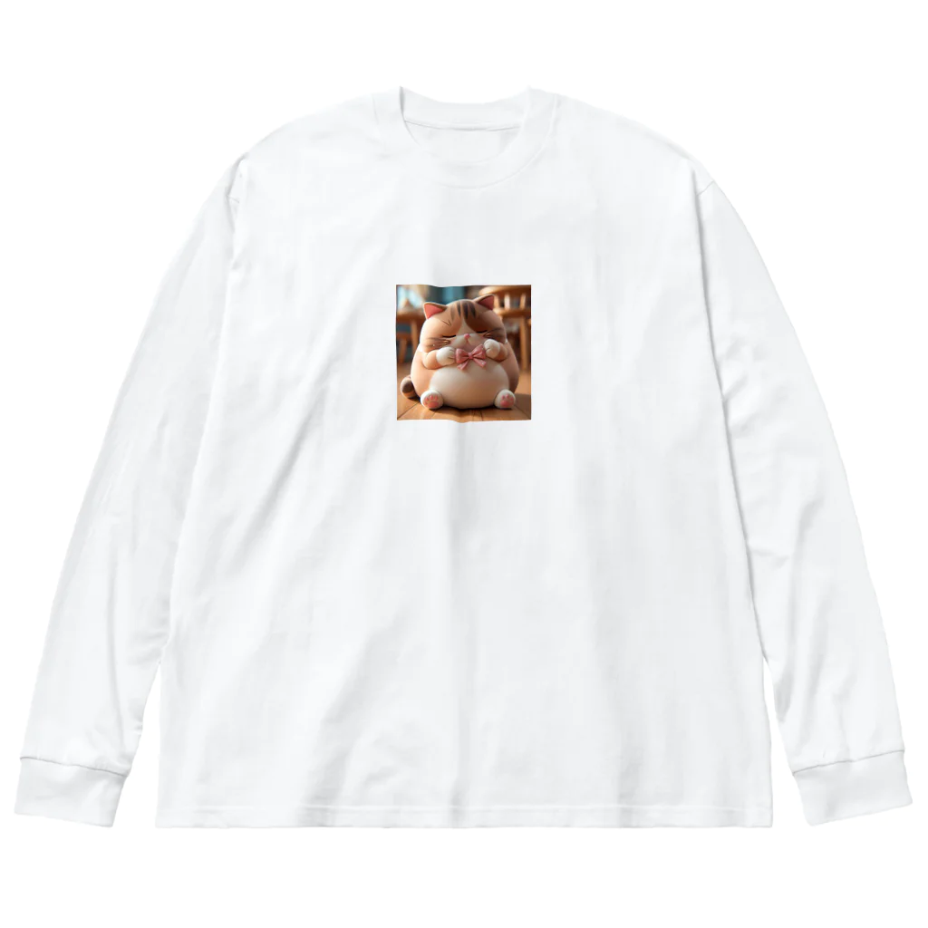 wtr3045のまるねこ15 ビッグシルエットロングスリーブTシャツ