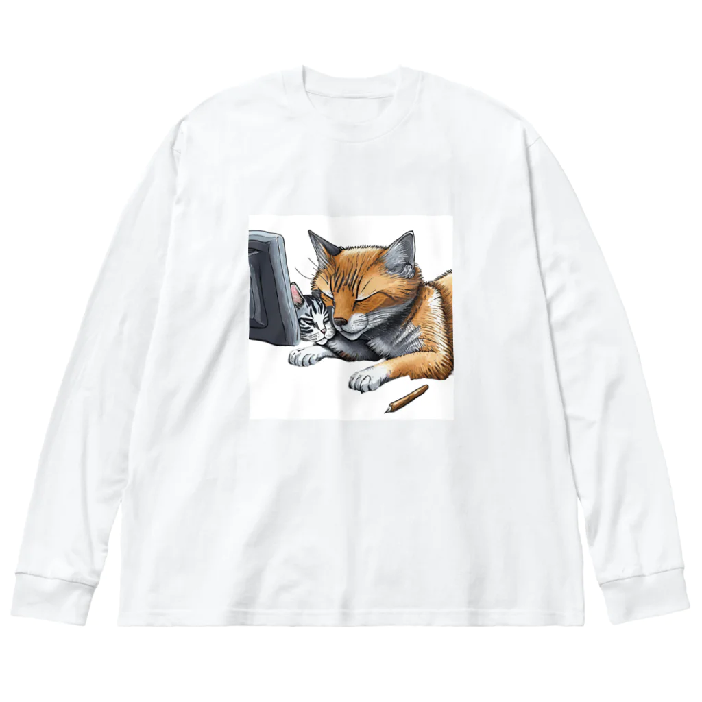RaVaの犬と猫 ビッグシルエットロングスリーブTシャツ