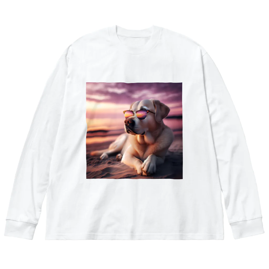 AQUAMETAVERSEのサングラスをかけた、かわいい犬 Marsa 106 Big Long Sleeve T-Shirt