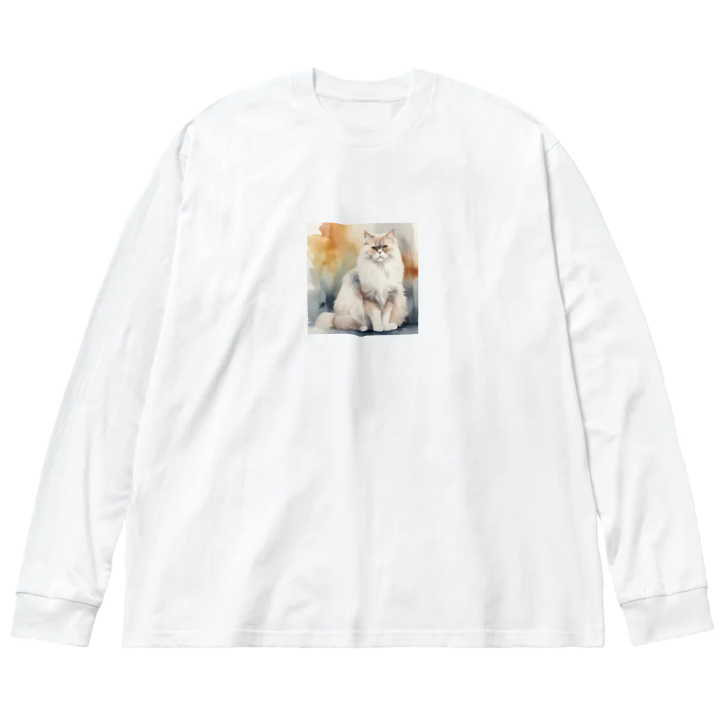 hiname-studioのペルシャ猫 ビッグシルエットロングスリーブTシャツ