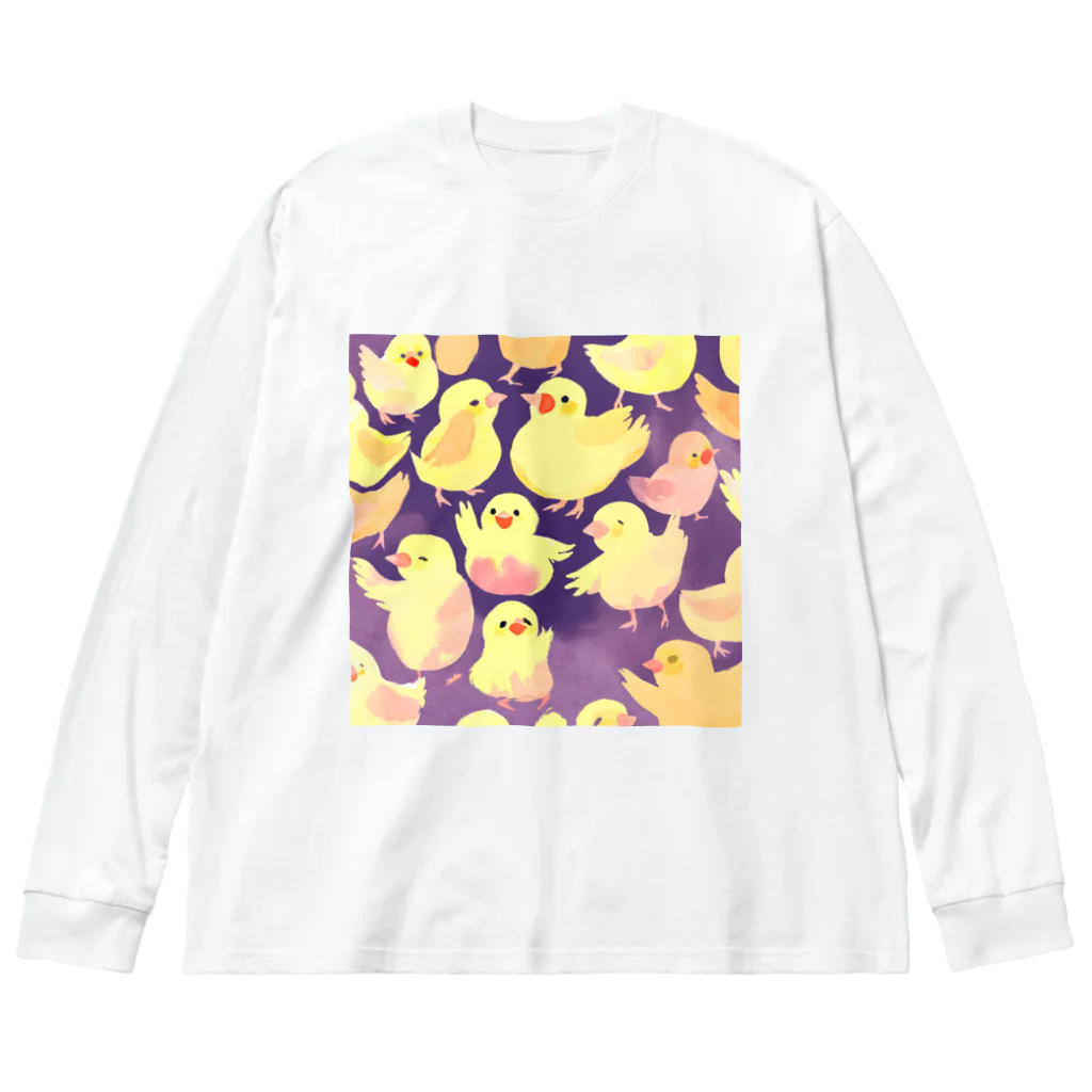 かるるんショップのハッピーひよこシリーズ　 Big Long Sleeve T-Shirt