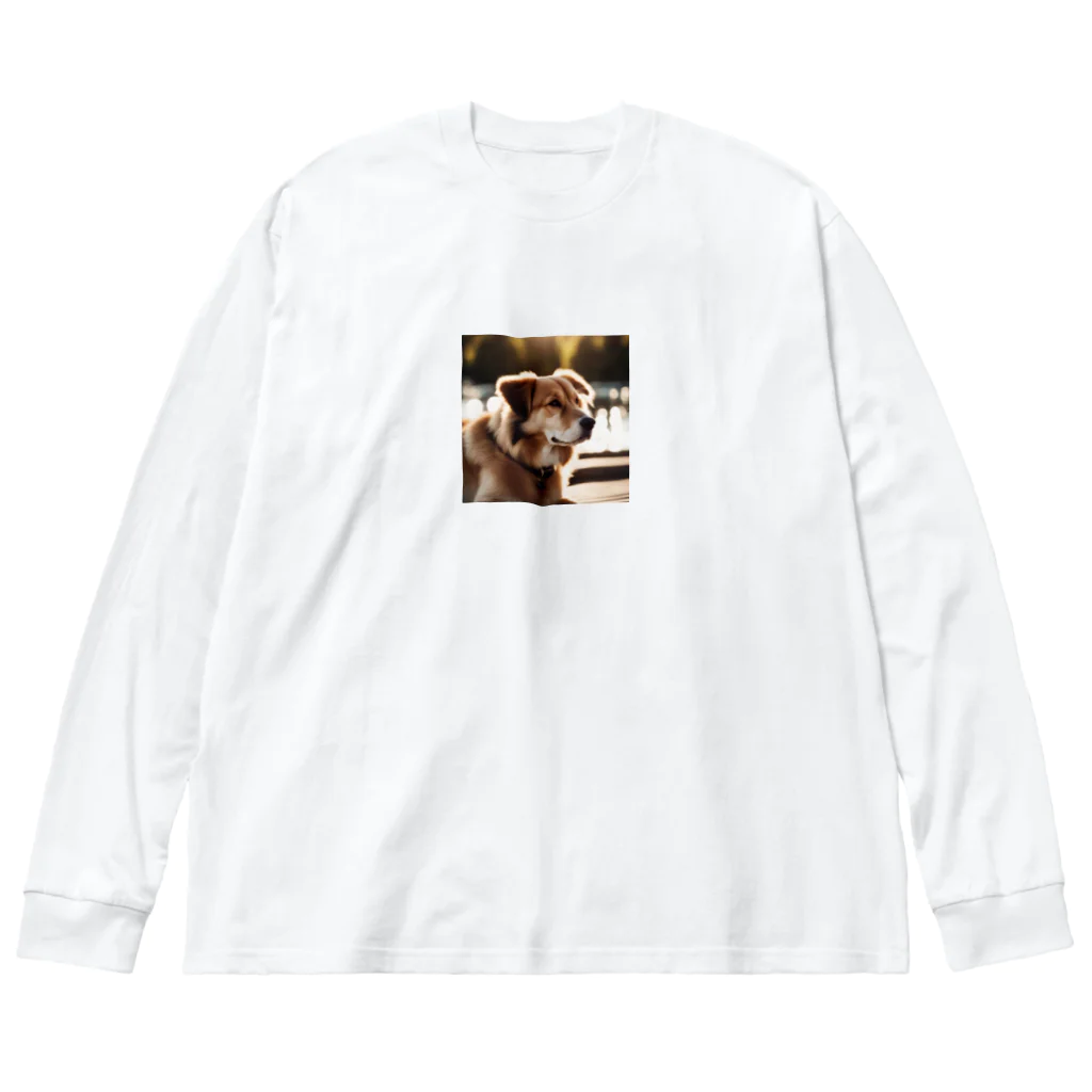 ★動物ショップ・kou2020★の犬③ ビッグシルエットロングスリーブTシャツ