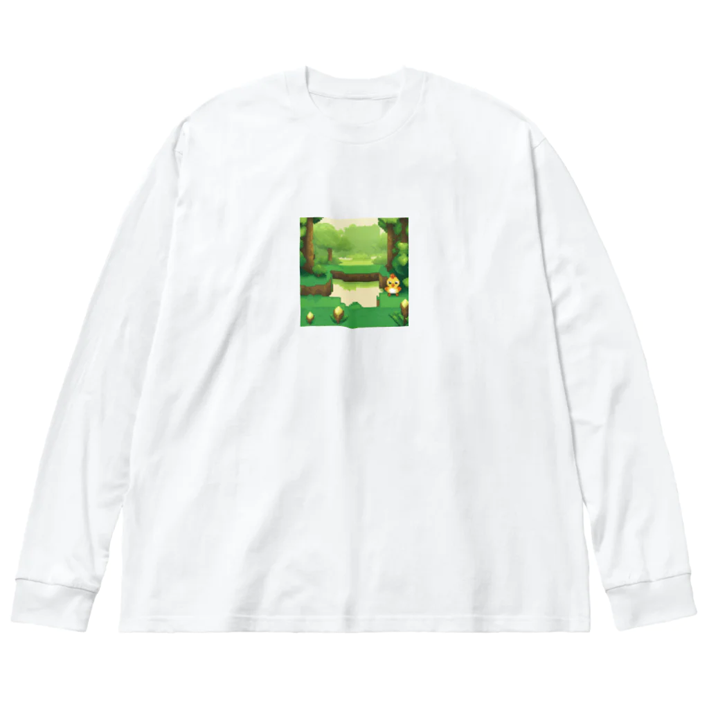 sajadのドット絵の中にホッコリ癒やされるふわふわのひよこが登場！ ビッグシルエットロングスリーブTシャツ