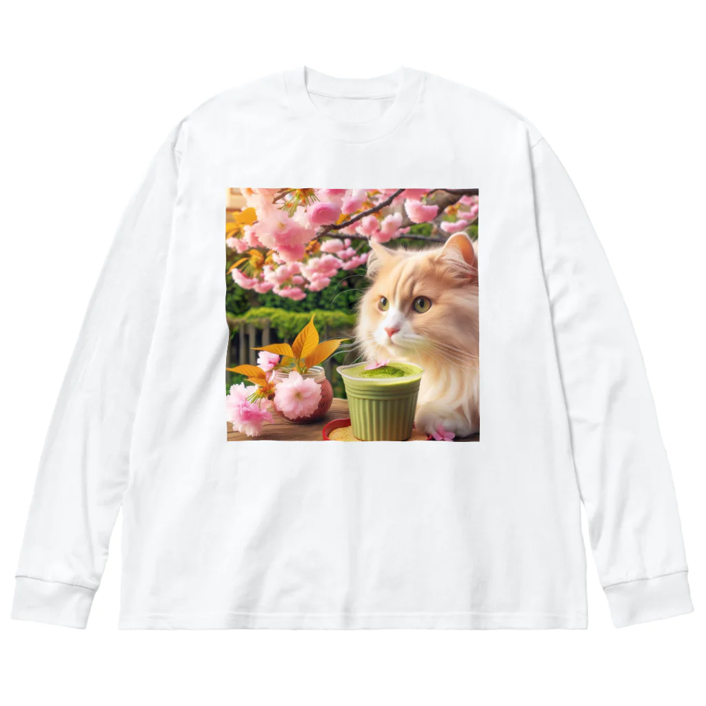 猫と紡ぐ物語の春の訪れを告げる桜満開 Big Long Sleeve T-Shirt