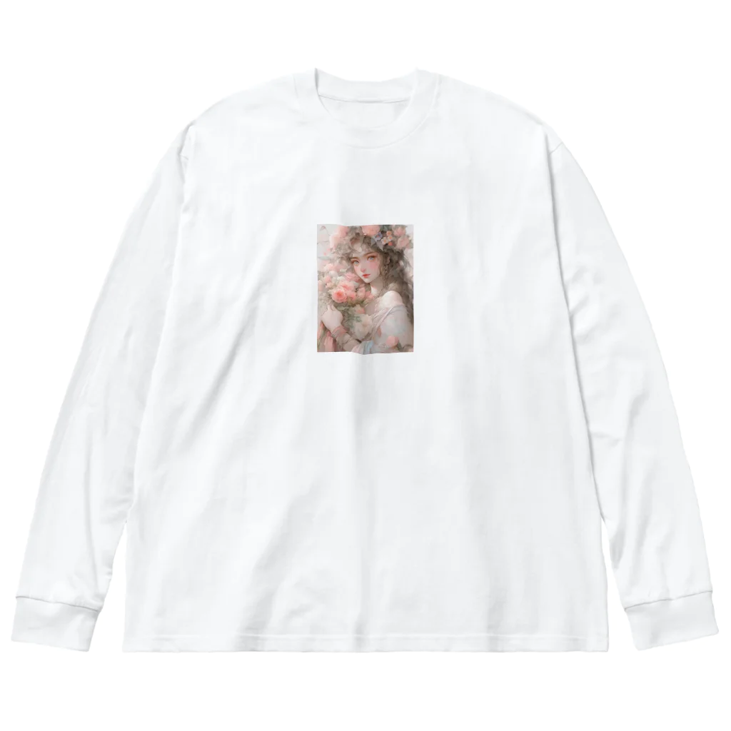 AQUAMETAVERSEのバラの花束と女性　なでしこ1478 ビッグシルエットロングスリーブTシャツ