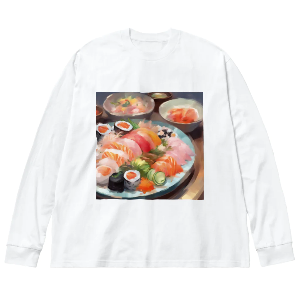 happiness_shopの美しい寿司の絵画 ビッグシルエットロングスリーブTシャツ