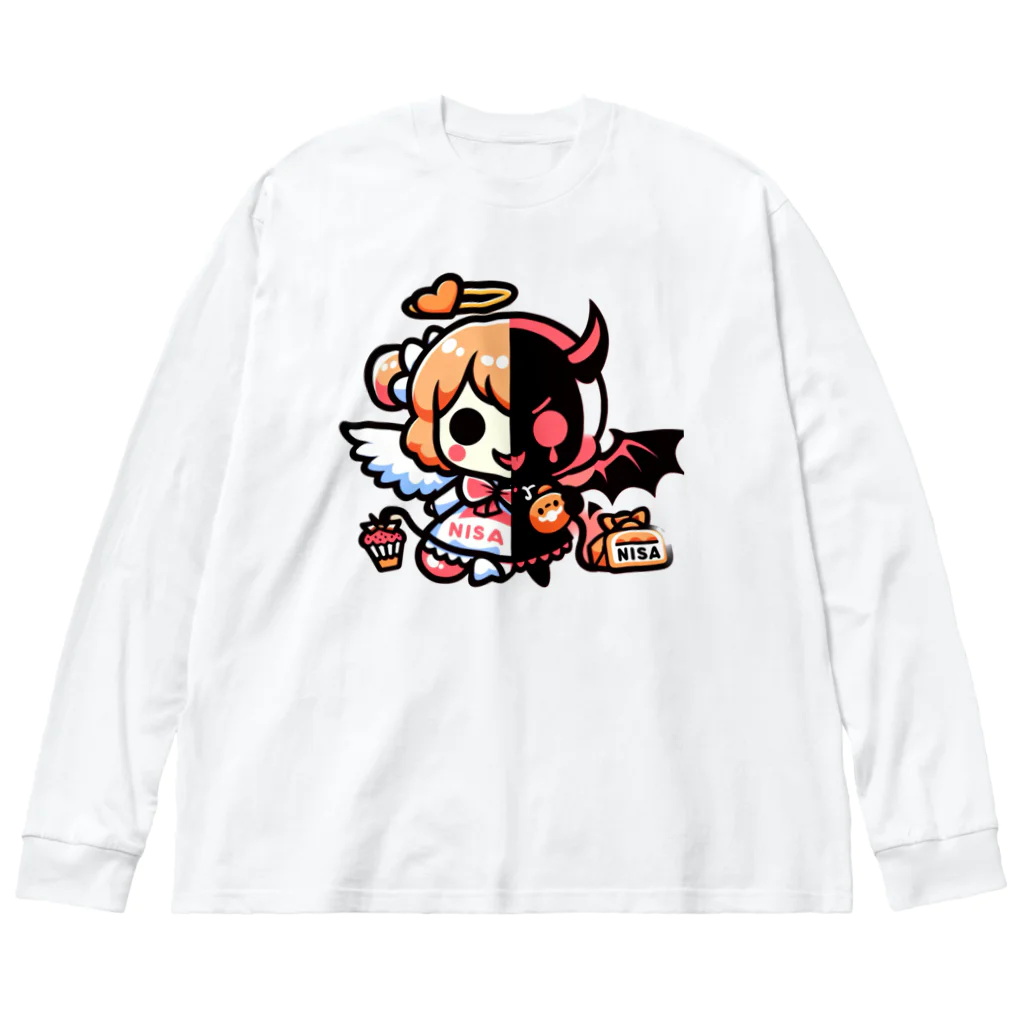 Shakkiri3のNISA（天使と悪魔） ビッグシルエットロングスリーブTシャツ