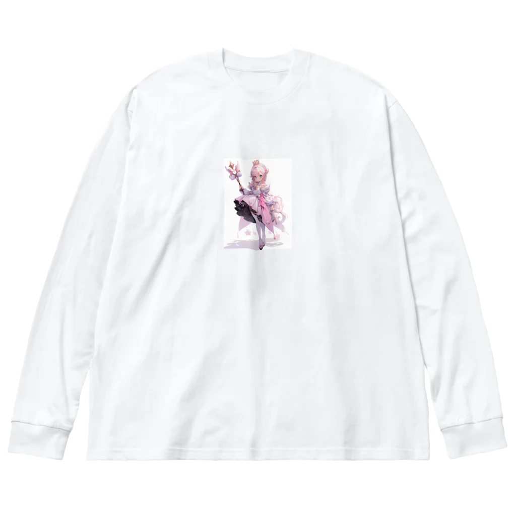 AQUAMETAVERSEのアニメ風ピンクのお姫さま　なでしこ1478 ビッグシルエットロングスリーブTシャツ