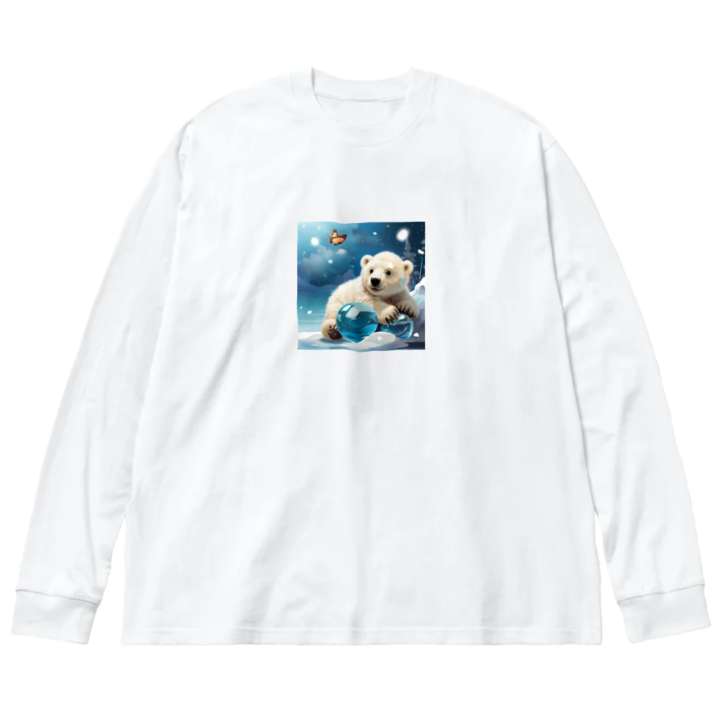 りんりんの可愛いシロクマちゃんショップ　かわいいよ！のボールを守っている白熊 Big Long Sleeve T-Shirt