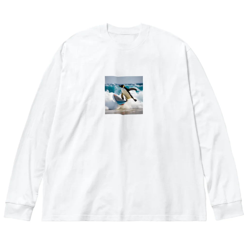 hakumenhonのサーフィンするペンギン Big Long Sleeve T-Shirt