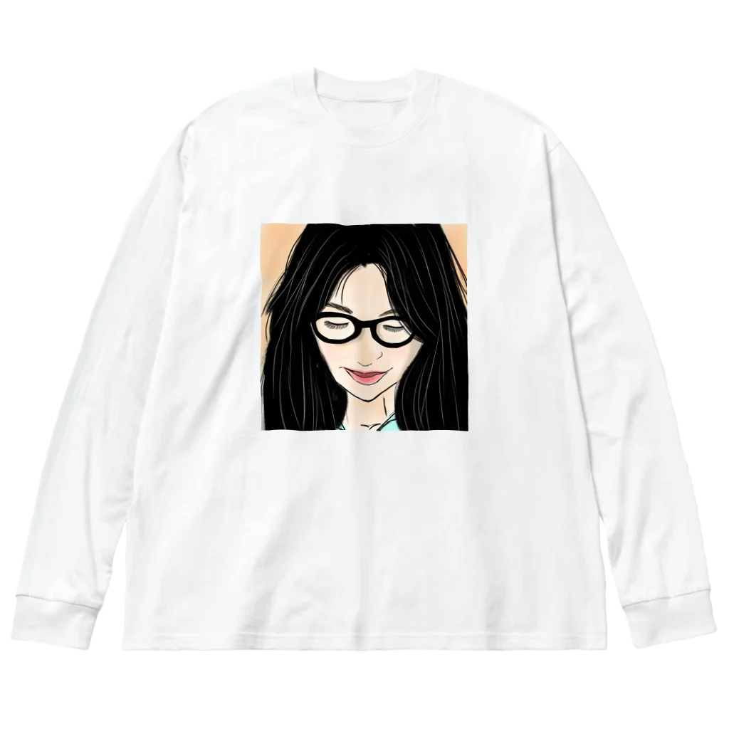 みつまめこshopのメガネ美人 ビッグシルエットロングスリーブTシャツ