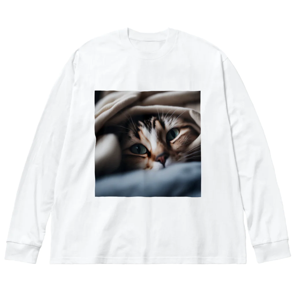 feliceの毛布の下に隠れている猫 Big Long Sleeve T-Shirt