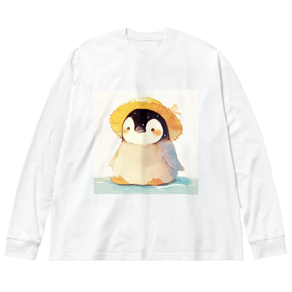 AQUAMETAVERSEの帽子をかぶった可愛い子供ペンギン Marsa 106 ビッグシルエットロングスリーブTシャツ