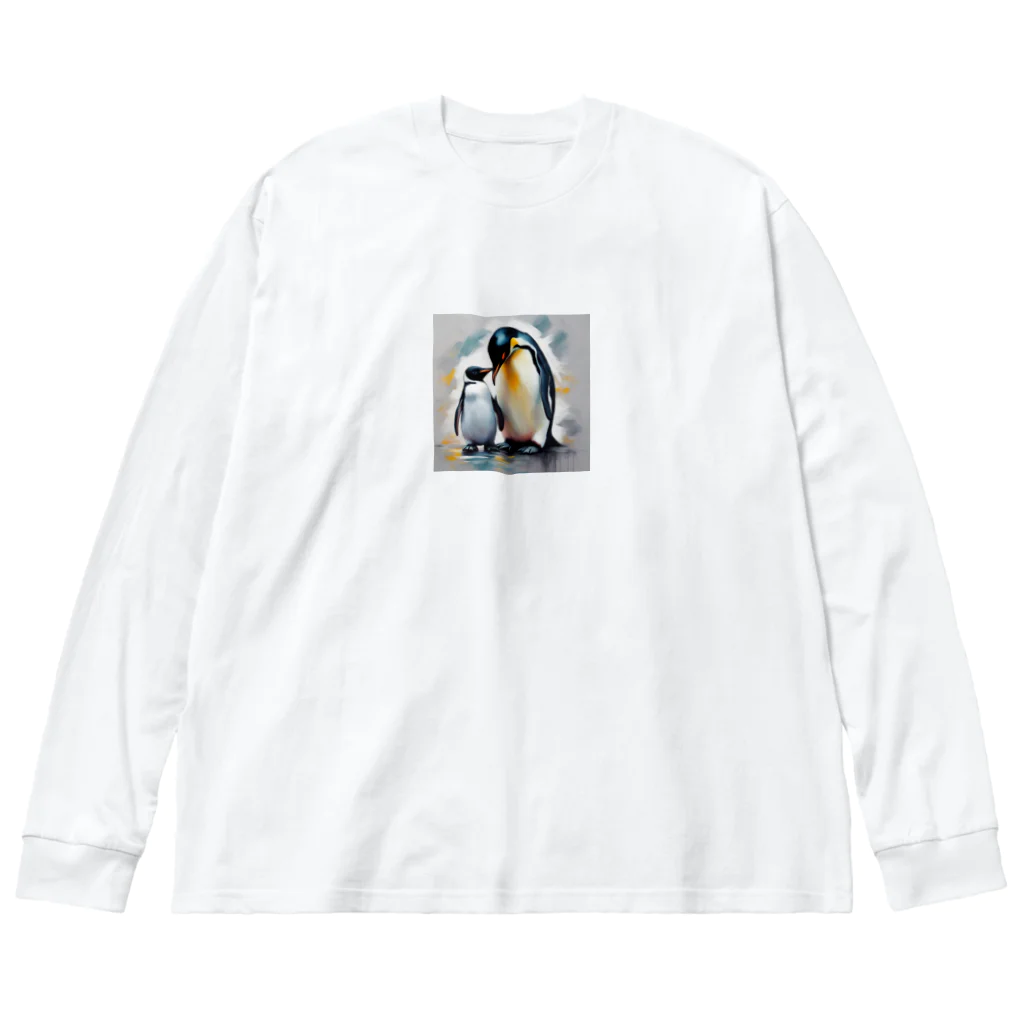 akipen76の愛する家族と幸せに暮らすペンギン ビッグシルエットロングスリーブTシャツ