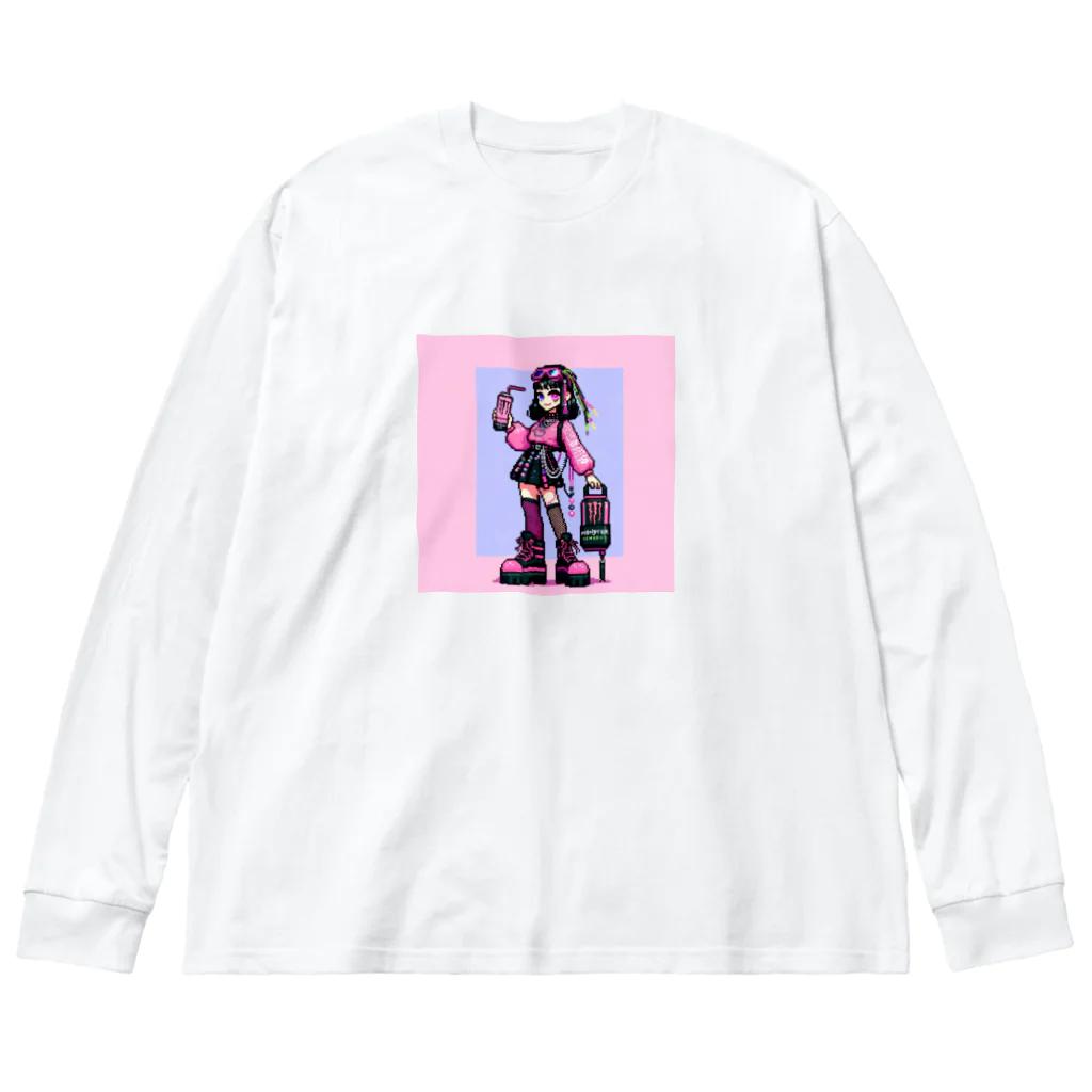 蒲田　次郎のピクセルピンモンガール2 Big Long Sleeve T-Shirt