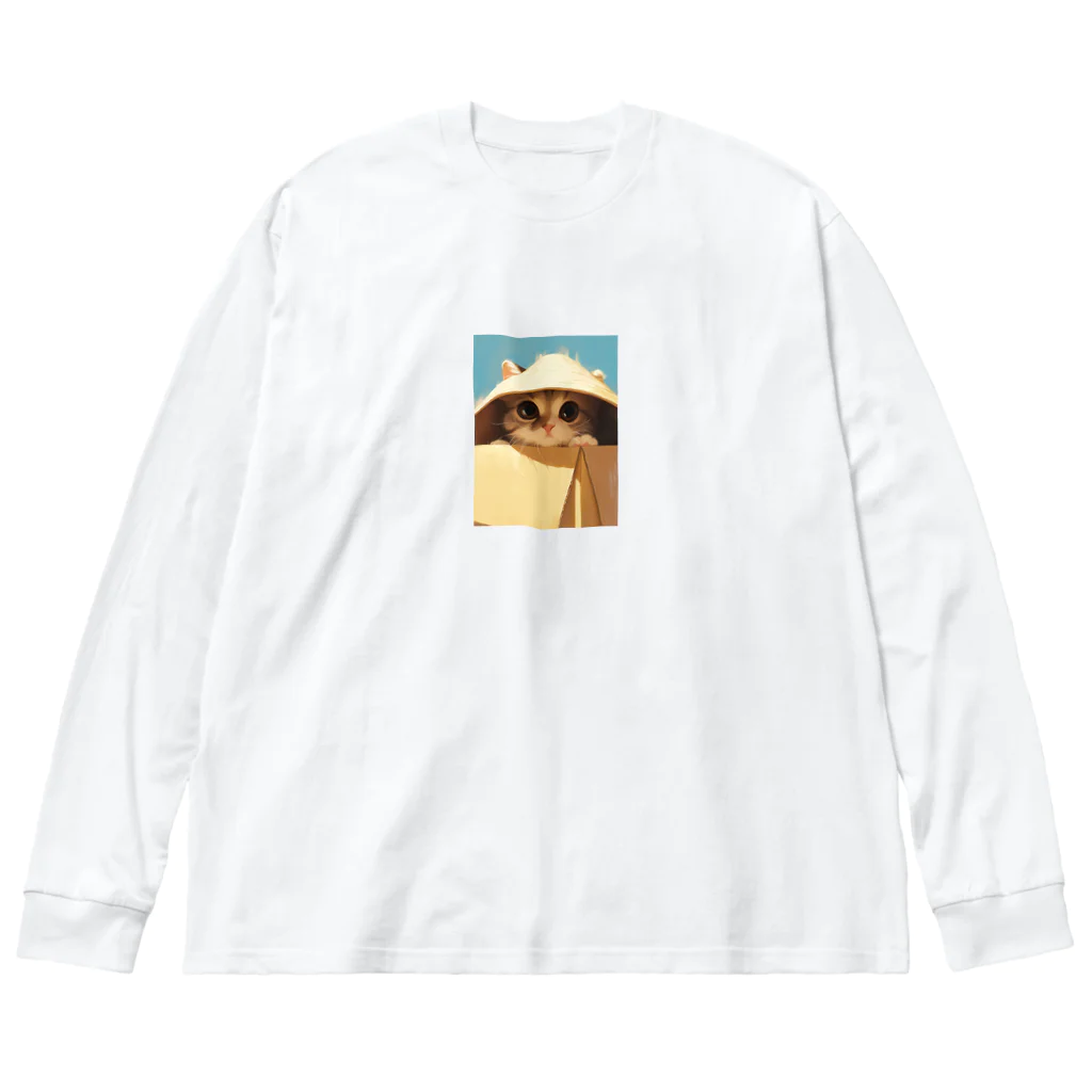 AQUAMETAVERSEの箱からのぞいている子猫　ラフルール　1859 Big Long Sleeve T-Shirt