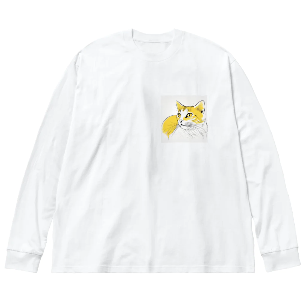 SerenDの猫スケッチ　たまにゃん ビッグシルエットロングスリーブTシャツ