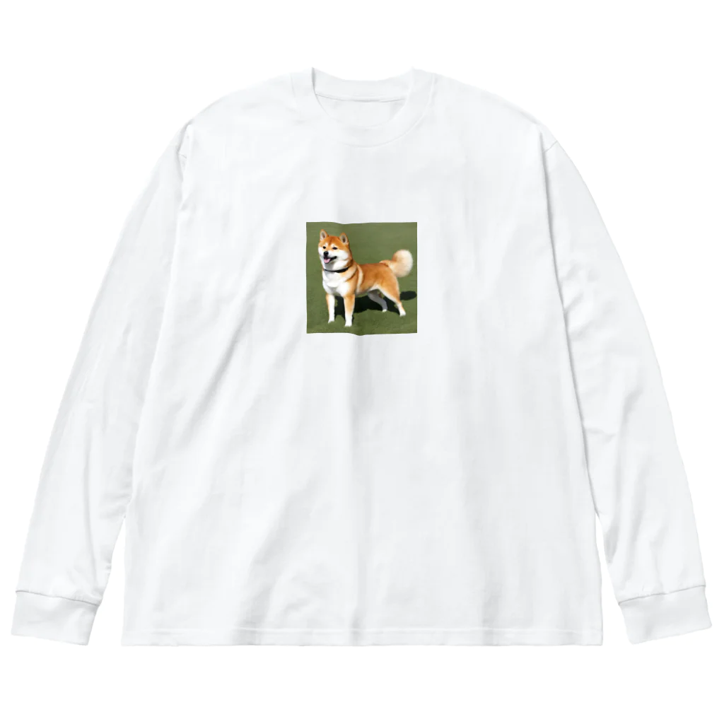 柴犬大好きマンのかわいい柴犬　赤毛 ビッグシルエットロングスリーブTシャツ