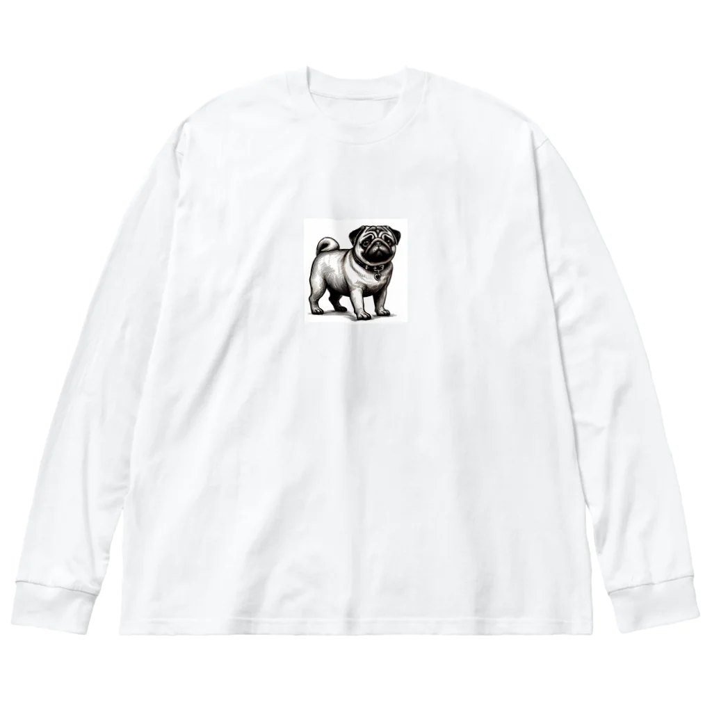 鼻ぺちゃ犬と和猫のパグの表情 Big Long Sleeve T-Shirt