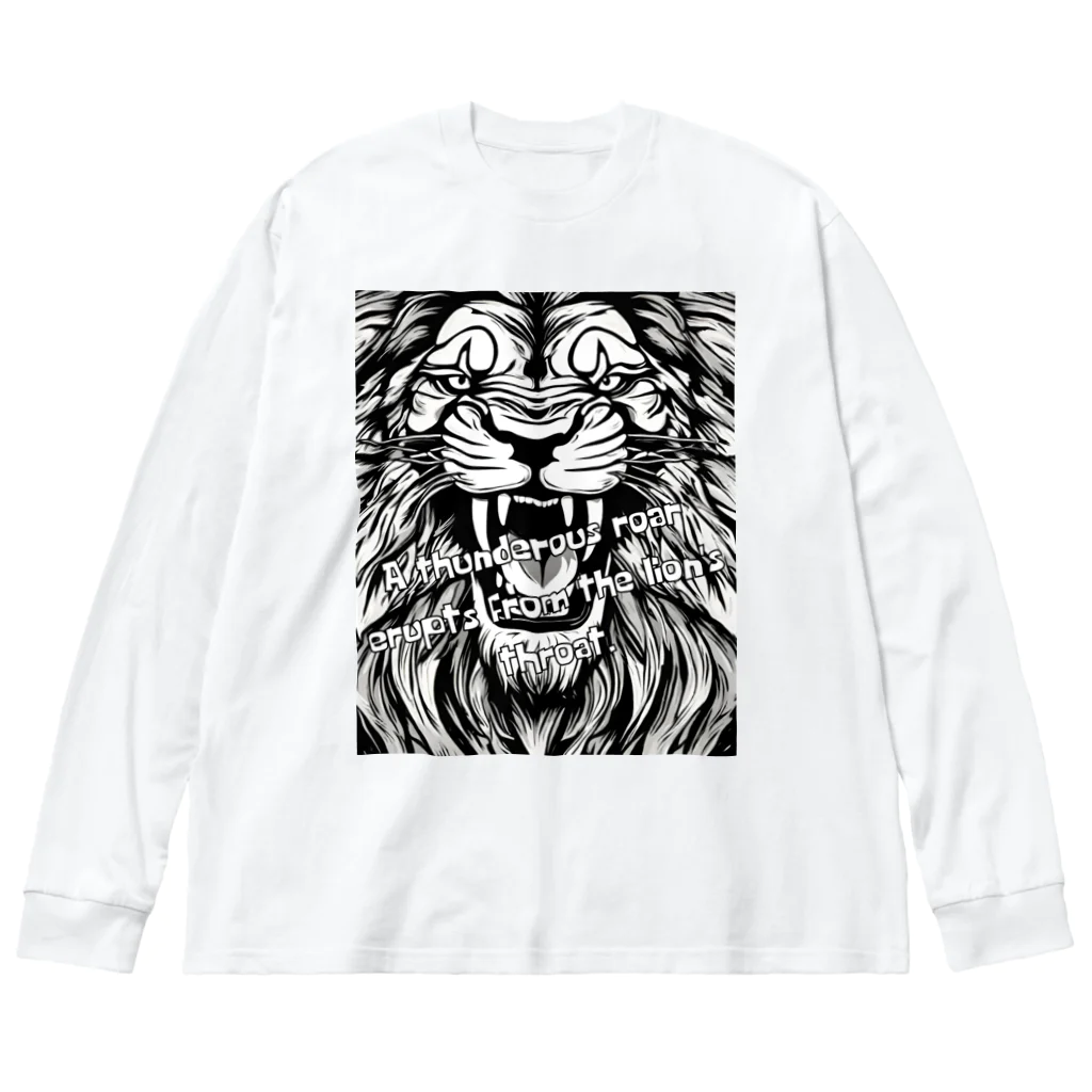 SERIY_SHOPの荘厳なる支配者：モノトーンのライオンの描画 Big Long Sleeve T-Shirt