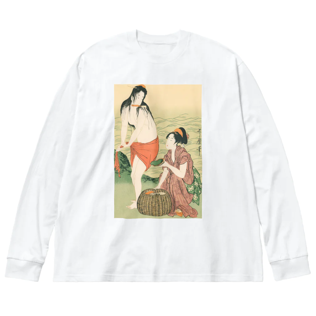 寿めでたや(ukiyoe)の浮世絵：喜多川歌麿_鮑取り  ビッグシルエットロングスリーブTシャツ