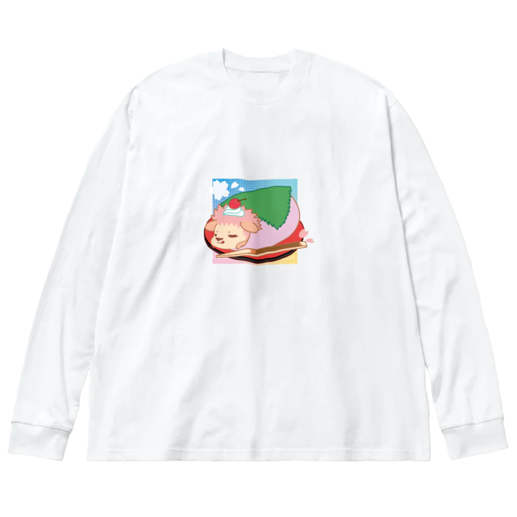 さちあきのおみせの季節のさくら餅ハリネズミ ビッグシルエットロングスリーブTシャツ