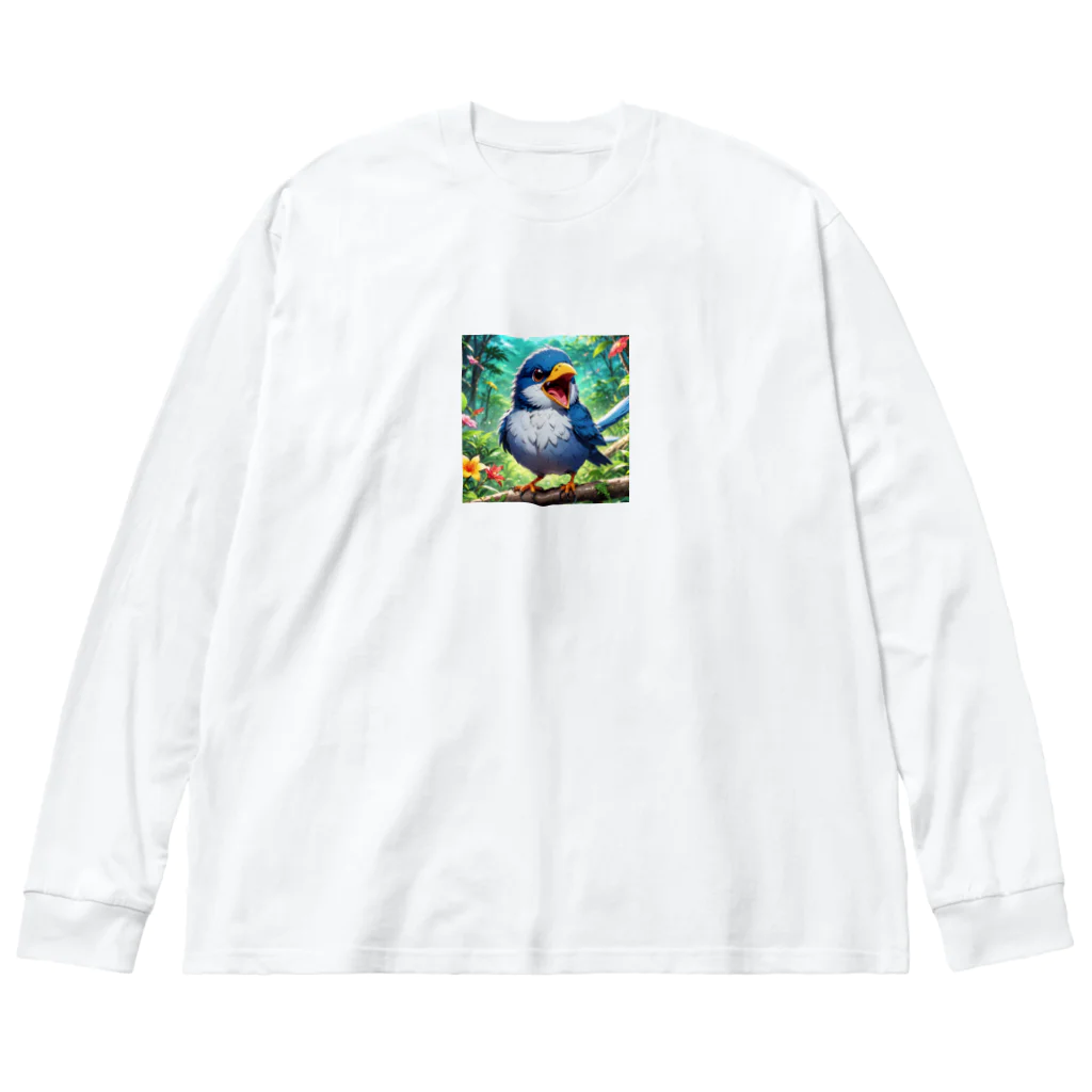 シマシマエナッピのアニメ絵風シマエナガ Big Long Sleeve T-Shirt