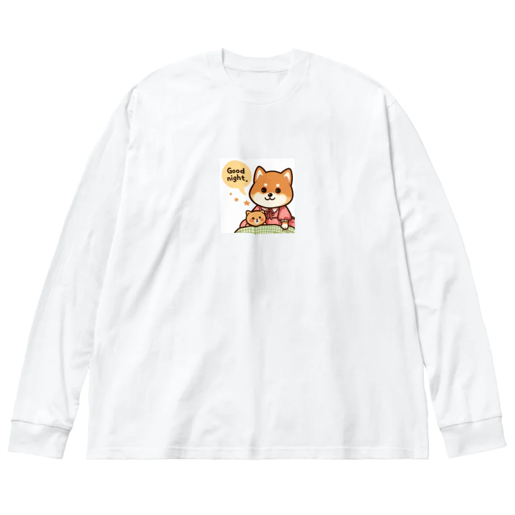 メアリーの今夜は可愛い柴犬スタンプで癒しの時間 Big Long Sleeve T-Shirt