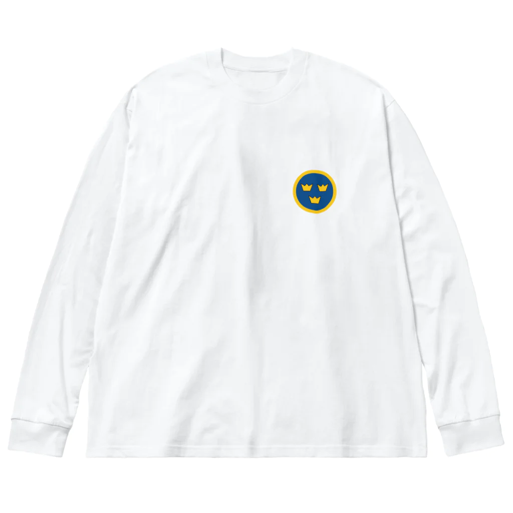 puikkoの国籍マーク　スウェーデン（ワンポイント） ビッグシルエットロングスリーブTシャツ