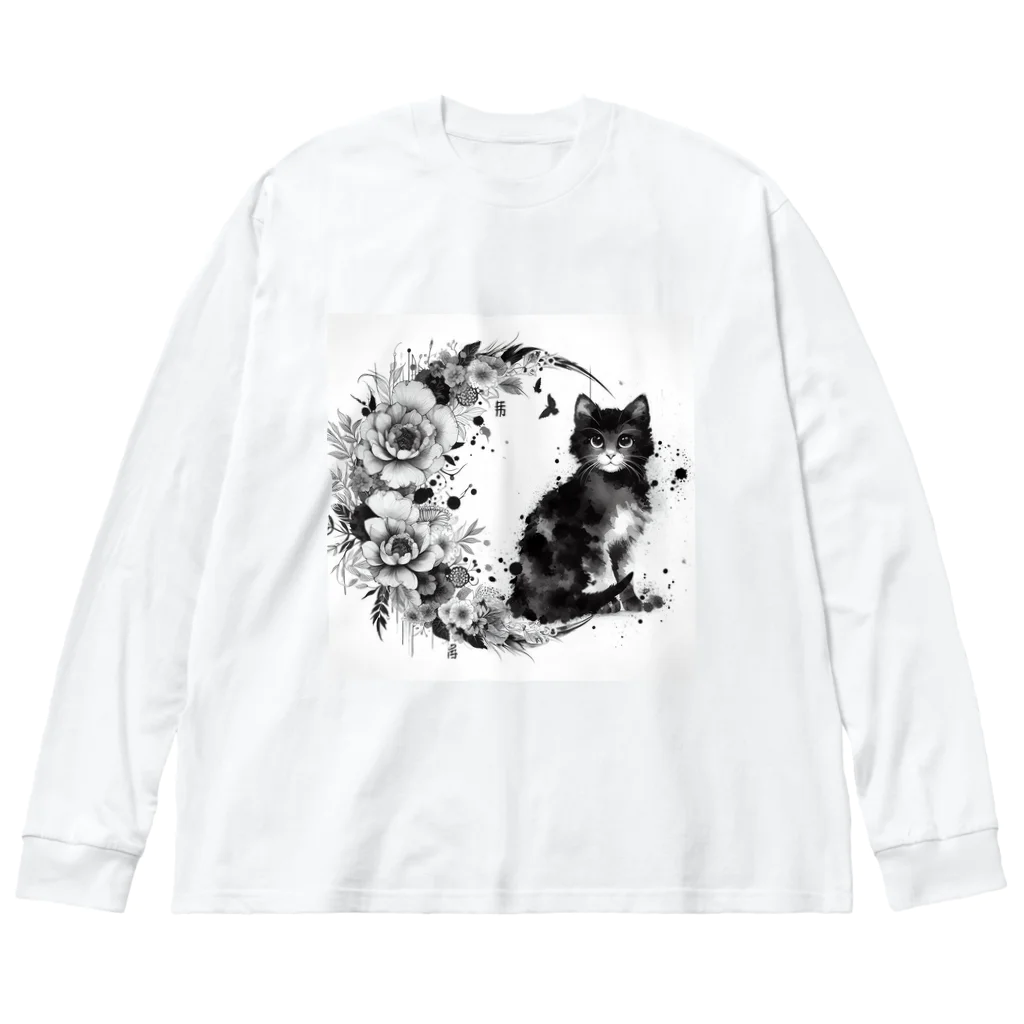 猫の墨遊の猫のスズ ビッグシルエットロングスリーブTシャツ