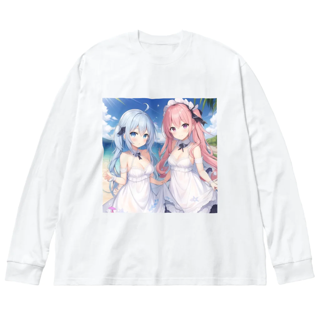 AzurのAzur&Azvl 白ワンピース ビッグシルエットロングスリーブTシャツ