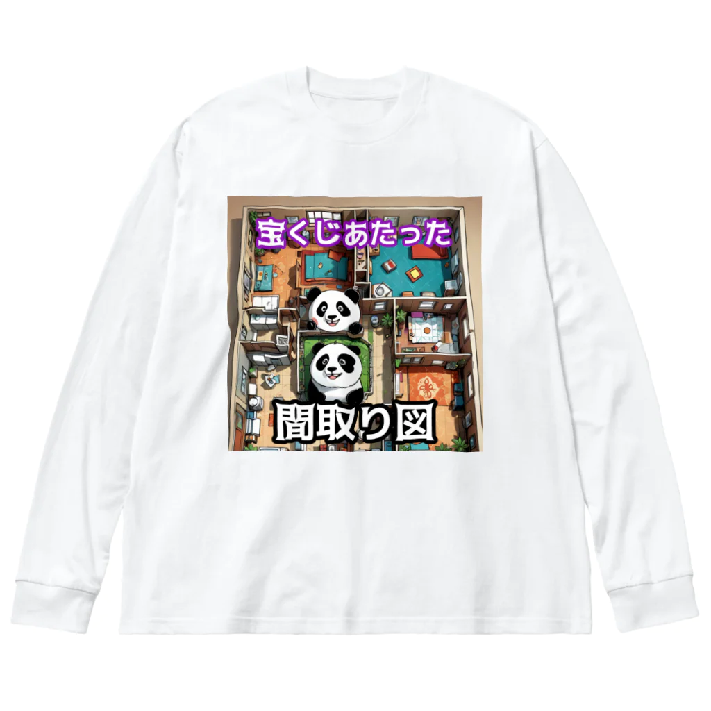 Lucky🍀の金運を呼ぶパンダ🐼 ビッグシルエットロングスリーブTシャツ