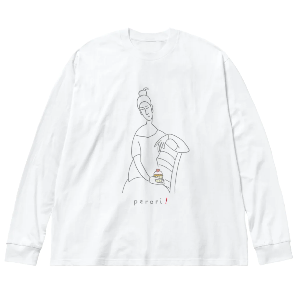 ビールとアート TM-3 Designの名画 × スイーツ（モディリアーニ） Big Long Sleeve T-Shirt