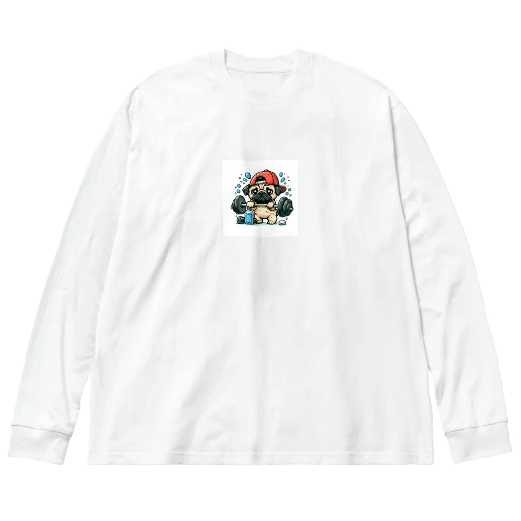 鼻ぺちゃ犬と和猫の筋トレ パグ Big Long Sleeve T-Shirt