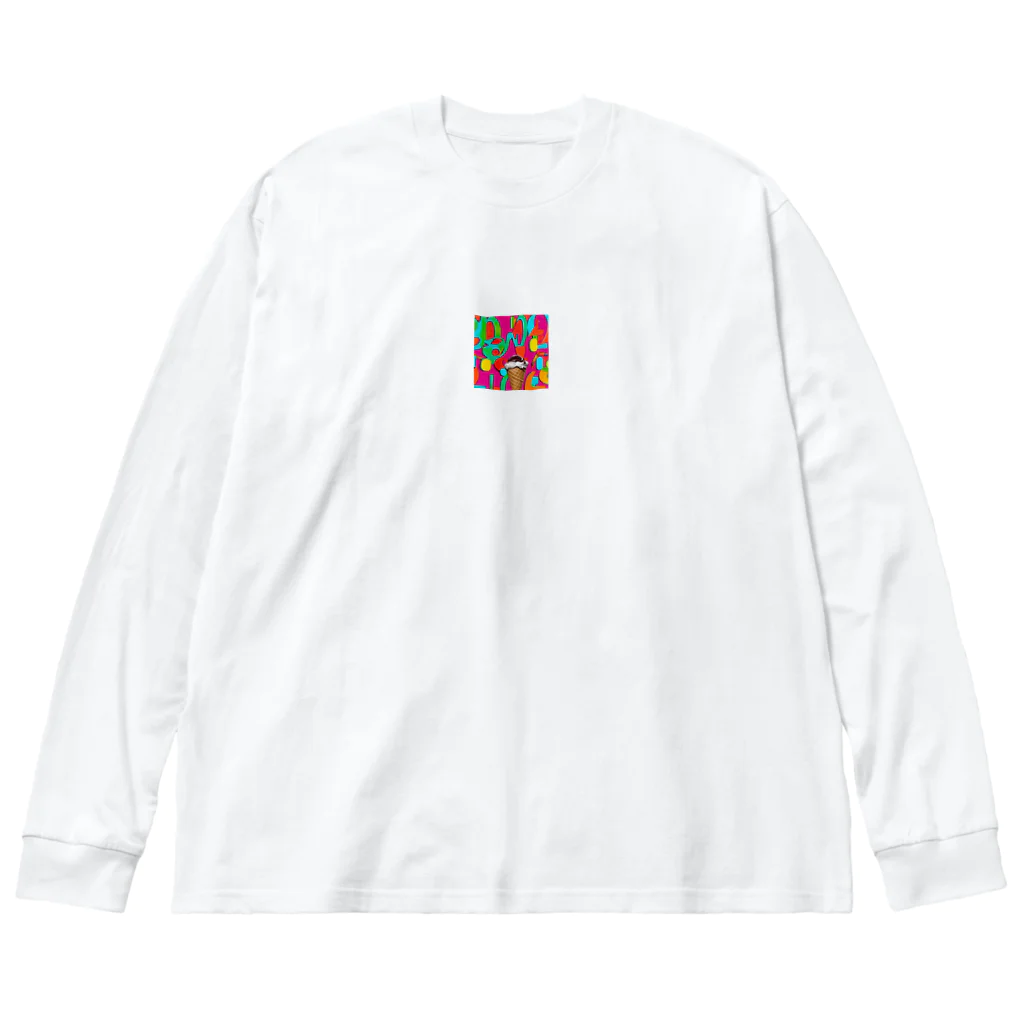 やま　イラストレーター　HEXA NET 販売美麗イラストレーター描きますのアイスクリーム ビッグシルエットロングスリーブTシャツ