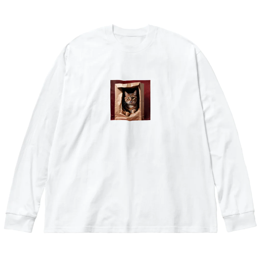 Blackcat-9のキュートな袋猫 ビッグシルエットロングスリーブTシャツ