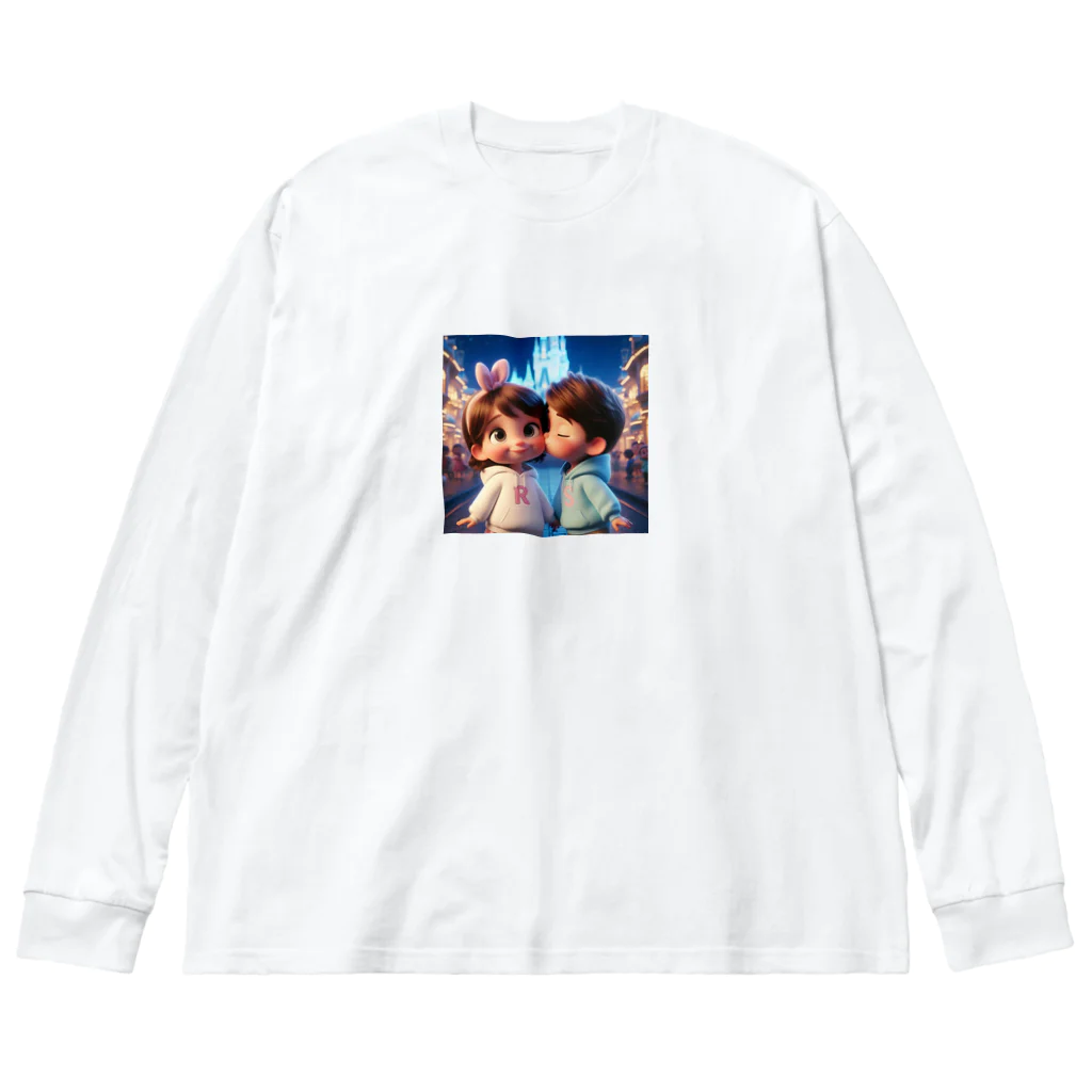 ウエディング♡カップルグッズのピクサー風カップル ビッグシルエットロングスリーブTシャツ