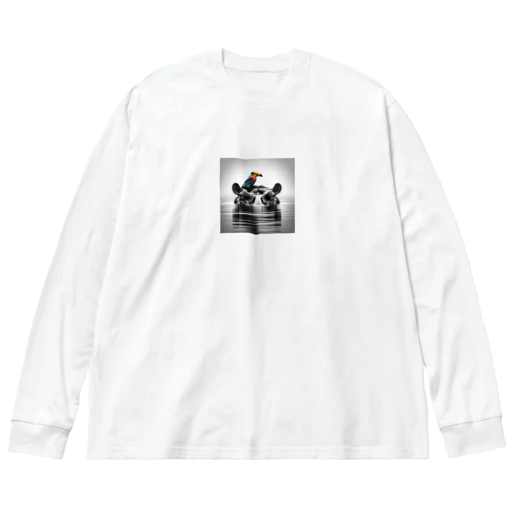 chaochao0701のカバと小鳥の友情 Big Long Sleeve T-Shirt