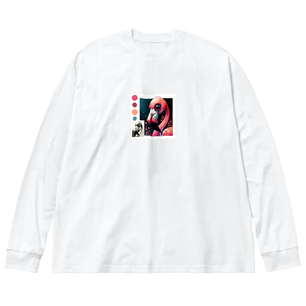 たんたん狸の不気味で可愛い森の不気味で可愛いフラミンゴ001 Big Long Sleeve T-Shirt