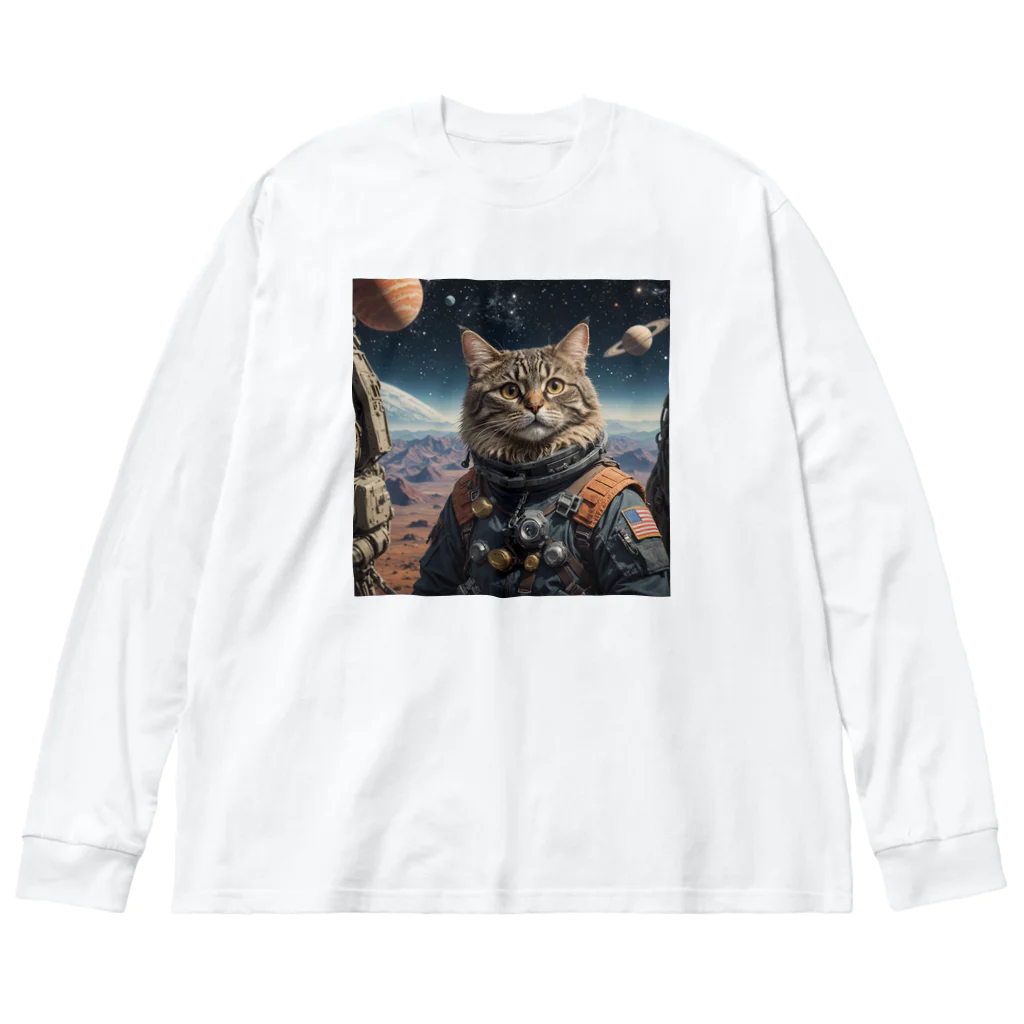 roogerの宇宙猫1 ビッグシルエットロングスリーブTシャツ