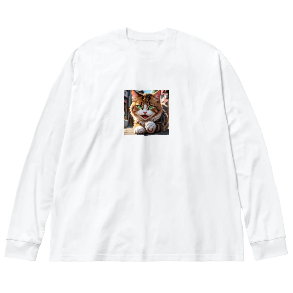 oz-chanの何かしようとしてる猫 ビッグシルエットロングスリーブTシャツ