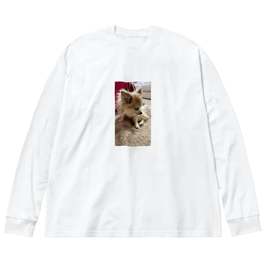 Yukaの絵と実家の犬🐕のチワワの小夏ちゃん ビッグシルエットロングスリーブTシャツ