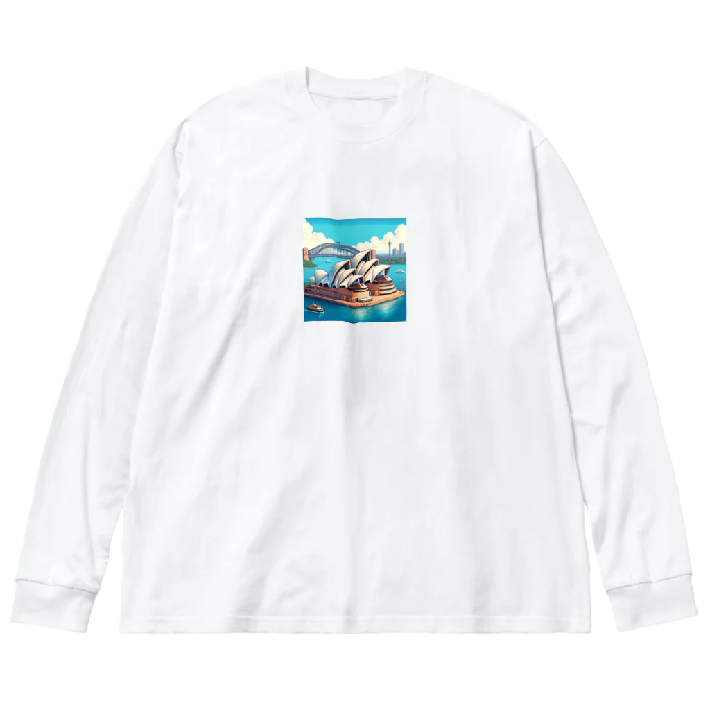 Pixel Art Goodsのシドニーオペラハウス（pixel art） ビッグシルエットロングスリーブTシャツ