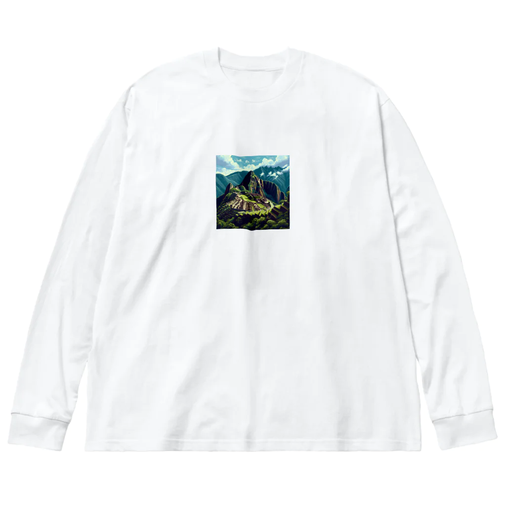 Pixel Art Goodsのマチュピチュ遺跡（pixel art） Big Long Sleeve T-Shirt