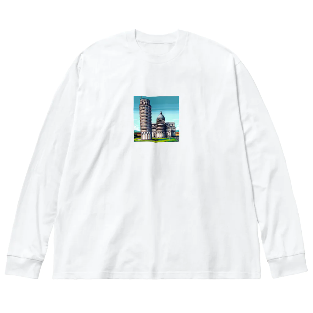 Pixel Art Goodsのピサの斜塔（pixel art） ビッグシルエットロングスリーブTシャツ