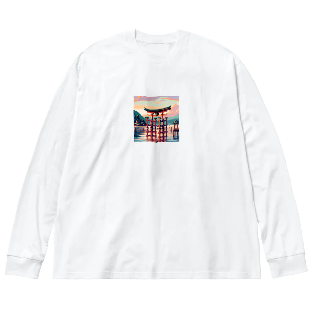 Pixel Art Goodsの厳島神社（pixel art） ビッグシルエットロングスリーブTシャツ