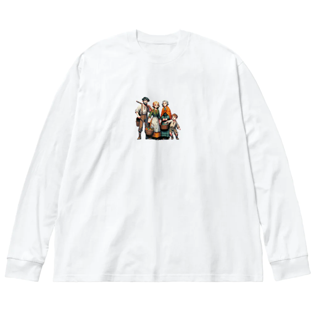 Pixel Art Goodsの村人（pixel art） ビッグシルエットロングスリーブTシャツ