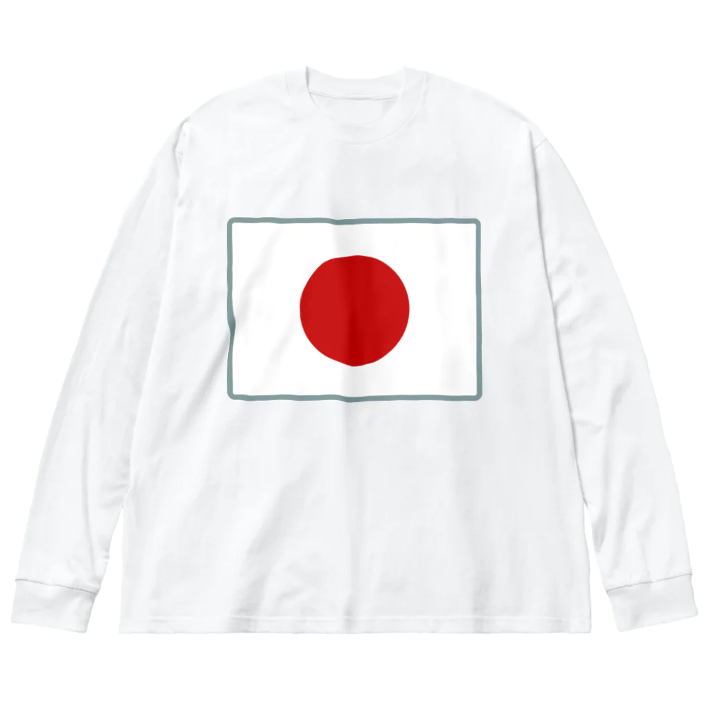 お絵かき屋さんの日本の国旗 ビッグシルエットロングスリーブTシャツ