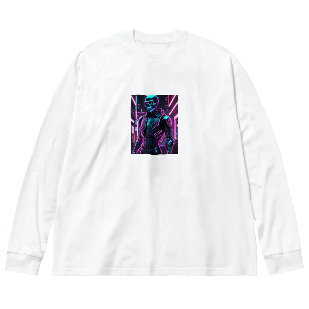 Skeletonの超クールな骸骨のサイバーパンクアート！ Big Long Sleeve T-Shirt